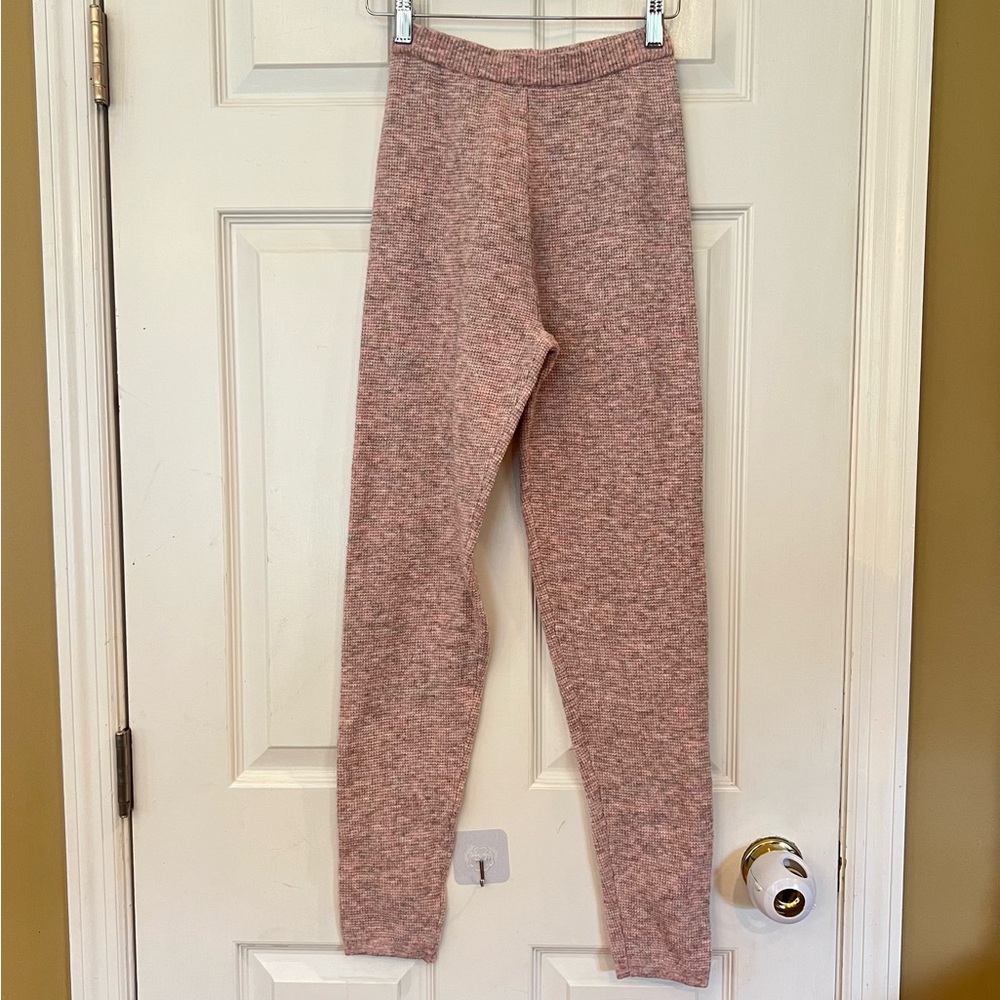 Intimately Free People Thermal Leggings Waffle Knit Pink Pants Pajama Sz S